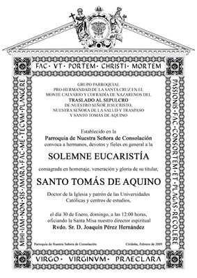 Cultos a Santo Tomás de Aquino 2011